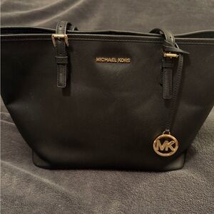Michael Kors Black Tote with Gold Accents